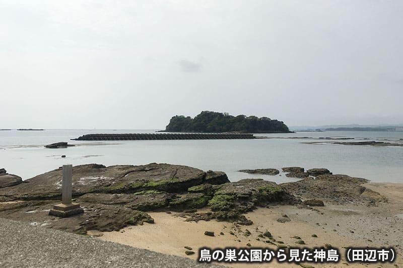 鳥の巣公園から見た神島（田辺市）